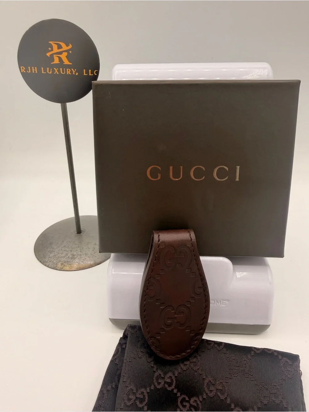 Gucci Guccissima Brown Leather Money Clip with COA, Box, Dustbag